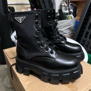 Prada Women's Black Combat Boots